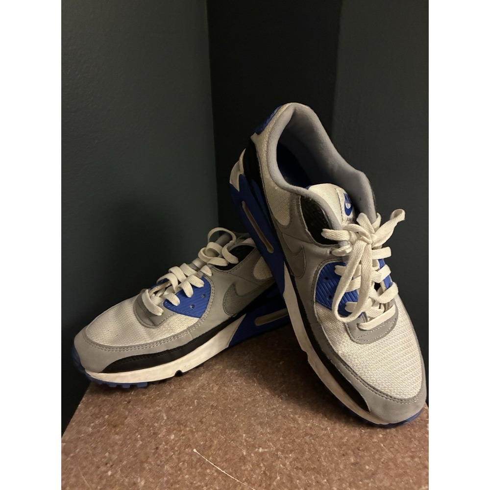 Nike Air Max 90 Hyper Royal Grey White Blue Black‎ CD0881-102 Men's Size 9.5